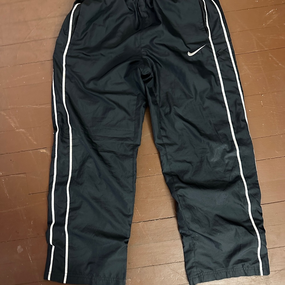 Nike Vintage Black Track Pants with White Stripes